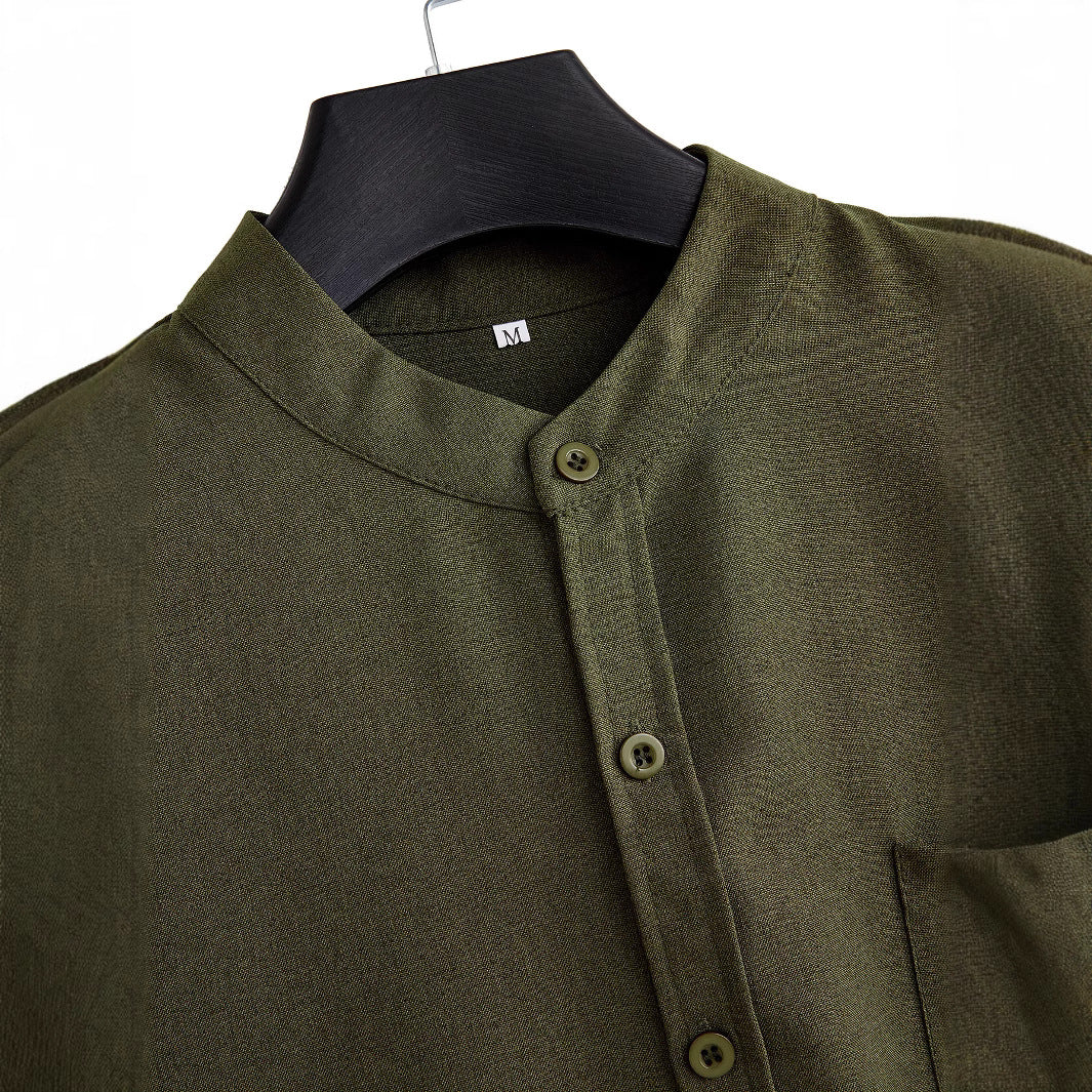 Men's Solid Color Casual Shirt With Pocket