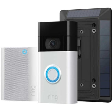Ring Video Doorbell 1 (2nd Gen) – 8VR1SZ-SME0 + Ring Chime – 8AC1SZ-0ME0 + Ring Solar Charger for Doorbell-1 2nd Gen – 8ASMSZ-0EU0